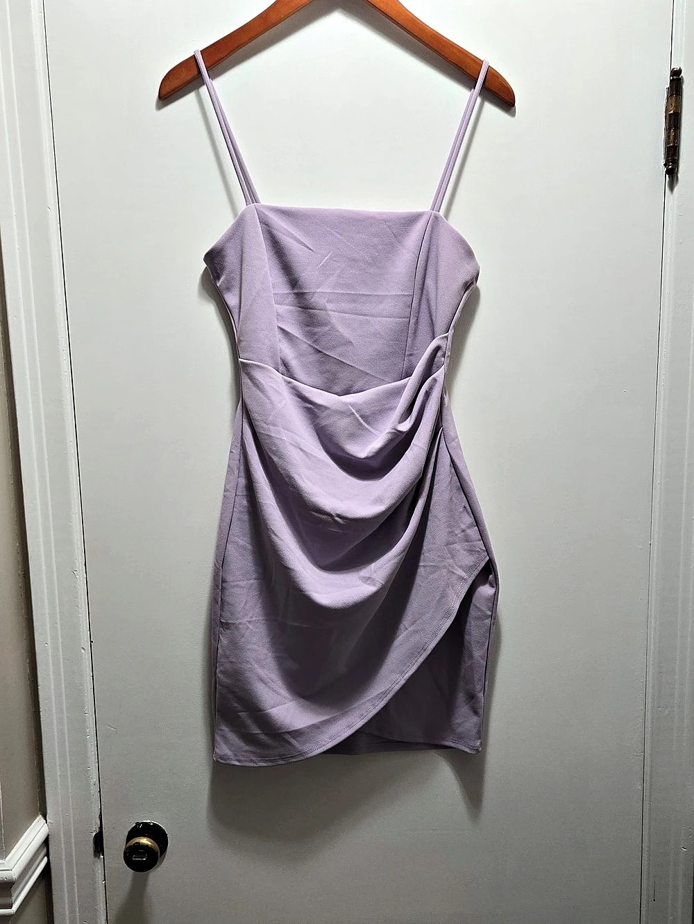 Windsor Cowl Front Mini Dress in Purple NWT
